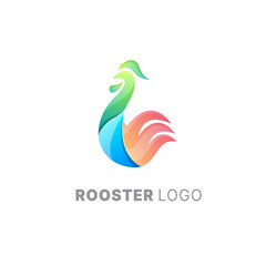 Vector logo illustration rooster gradient colorful style