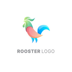 Vector logo illustration rooster gradient colorful style