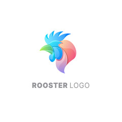 Obraz premium Vector logo illustration rooster gradient colorful style