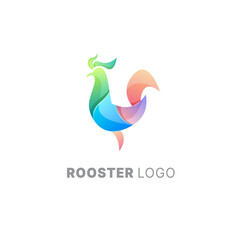 Fototapeta premium Vector logo illustration rooster gradient colorful style