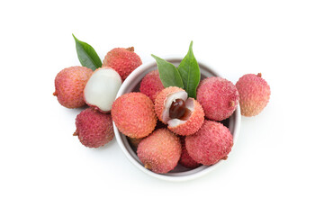 Concept of tasty and delicious exotic fruit - Lychee, isolated on white background