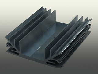 Aluminum Extruded Heat Sink MOD:AL-012hs 3D Rendering