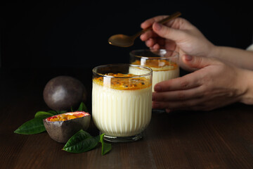 Concept of delicious food - Passion fruit mousse