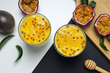Concept of delicious food - Passion fruit mousse