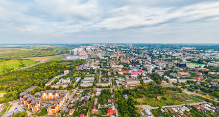 Fototapeta na wymiar Ryazan, Russia. Panorama of the city. Aerial view