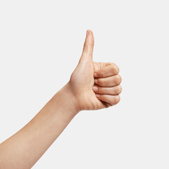 woman's hand making ok sign, isolated