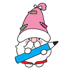 Cartoon cute edcation gnome vector.