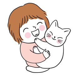 Cat and baby  best friends together vector.
