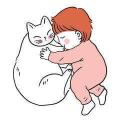 Cat and baby  best friends together vector.