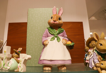easter theme. easter bunny figurines
