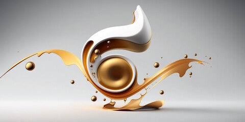 Goldener Notenschlüssel auf weißem Hintergrund, 3d Figur, ai generativ