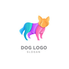 Vector logo illustration dog gradient colorful style