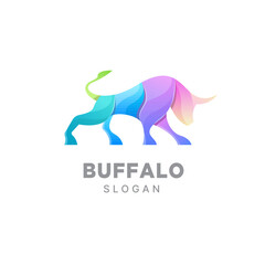 Vector logo illustration bull gradient colorful style