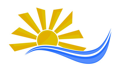 Sun and Blue Wave Symbol. 
