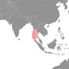 Andaman Sea on the world map. Vector illustration.