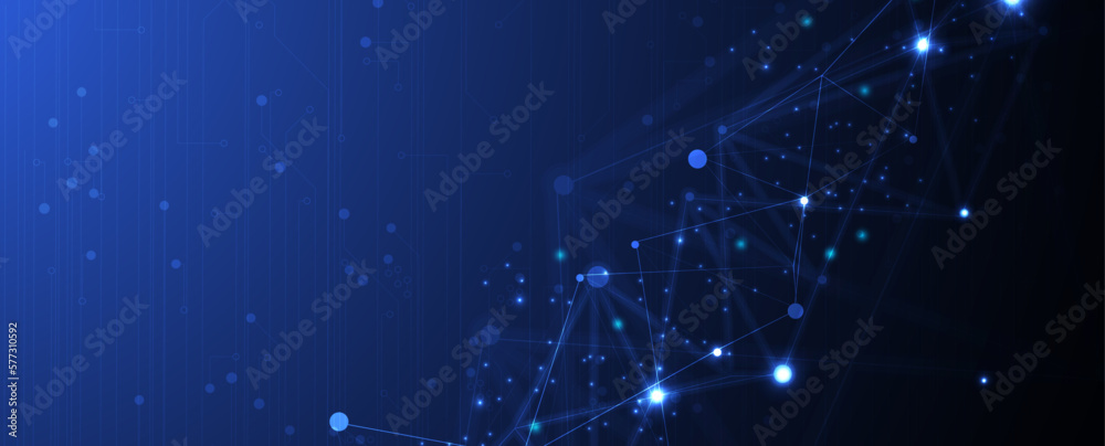 Poster Quantum processing. Deep learning artificial intelligence. Future new technology  for business or science presentation