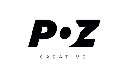 POZ letters negative space logo design. creative typography monogram vector