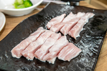 South Korea food raw Pork Neck meat