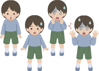 男児の驚く表情段階セット　私服