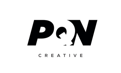 PQN letters negative space logo design. creative typography monogram vector