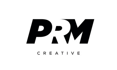 PRM letters negative space logo design. creative typography monogram vector