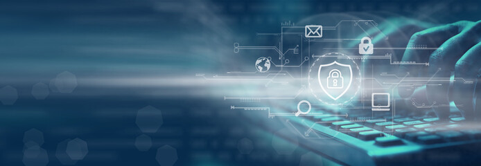 Cyber, personal data and information security. Internet and networking security system concept.