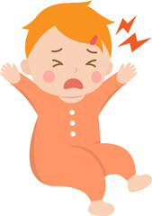 Noisy or screaming baby, disgruntled or angry or sad