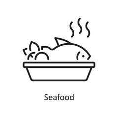 Seafood Vector Outline Icon Design illustration. Grocery Symbol on White background EPS 10 File