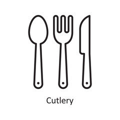 Cutlery Vector Outline Icon Design illustration. Grocery Symbol on White background EPS 10 File