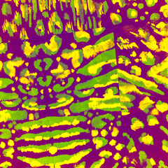 Red Brush Animal Print. Green Jungle. Orange Wild