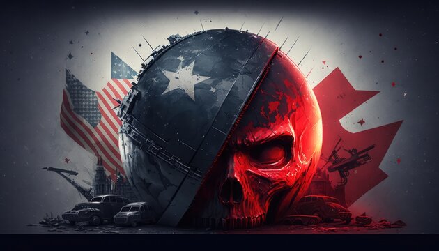 Vintage Cold War Era Illustration - Ideal for Political and Military themed Projects. Generative ai illustration