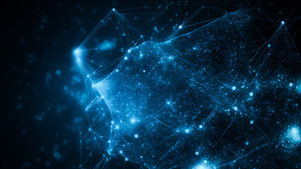 Fototapeta premium Abstract Futuristic Technology Blue Background With Polygonal Shapes.