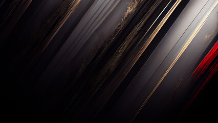 Abstract Stripe Diagonal Black Background With Golden Lines.