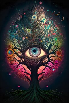 Abstraktes Traumbild allsehender Baum | Generative AI | Generativ | AI