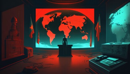 Chilling Cold War Concept Background - Perfect for History-themed Designs. Generative ai illustrattion.  - obrazy, fototapety, plakaty