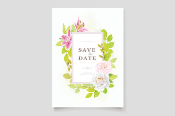 wedding card with watercolor floral ornament 