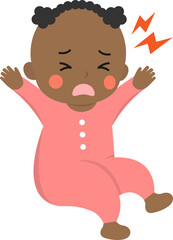 Noisy or screaming baby, disgruntled or angry or sad