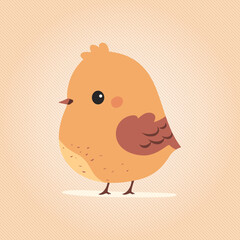 Vector illustration of a cute Easter spring chick in earthy tones with diagonal stripe background and included swatch. 