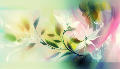 Ethereal floral art with translucent petals in a serene pastel watercolor style.