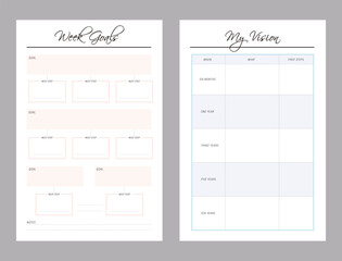 Week goals and my vision planner. Plan your day make dream happen.