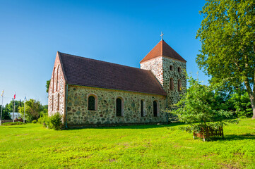 Fototapeta na wymiar Church of St. Krzysztof in Steklno, West Pomeranian Voivodeship, Poland 