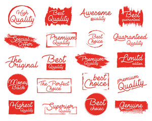 Set of brush sale banners, labels, tags and stickers.