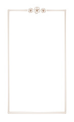 Botanical vertical frame. Hand drawn line border, leaves and flowers, wedding invitation note cards, logo design, posters template. Elegant minimal style