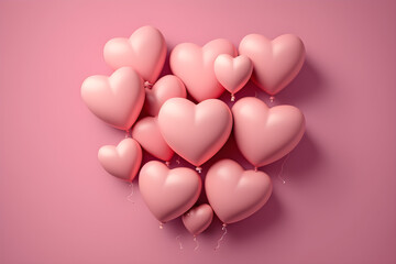 Cheerful Balloon Display on Pink Pastel Background