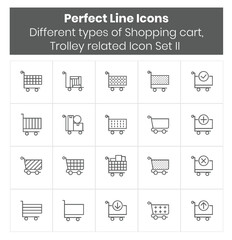 Different types of Shopping cart, Trolley related Icon