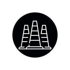 Traffic cone black line icon. Stop symbol.