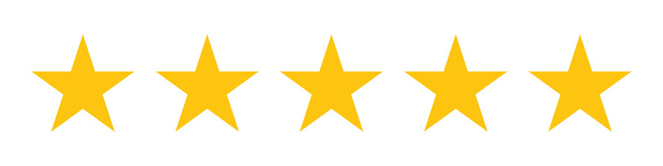 Obraz premium Five stars customer product rating review flat icon for apps and websites, golden star..