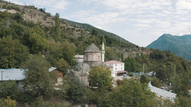 Aerial view of Artvin Chruch. 4K Footage in Turkey