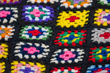 Colorful hand knitted background.