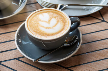 Morning cappuccino in a cafe
